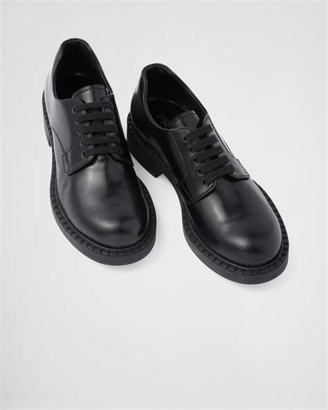 prada derby shoes women's|Prada Derby 50mm Shoes Black Brushed Leather .